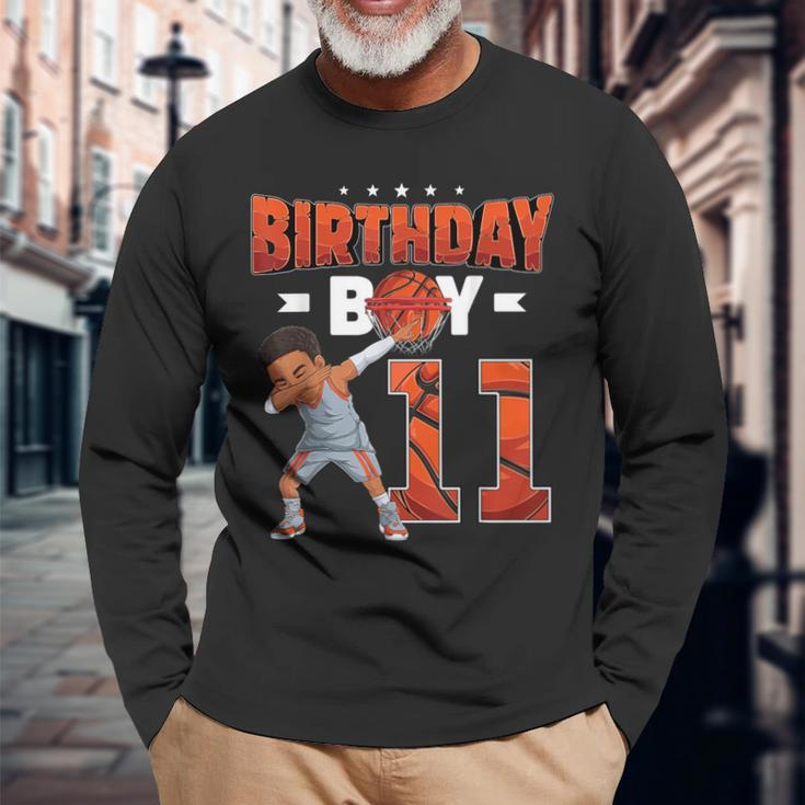 Dabbing Basketball Player 11 Years Old Boy 11Th Birthday Long Sleeve T-Shirt Gifts for Old Men