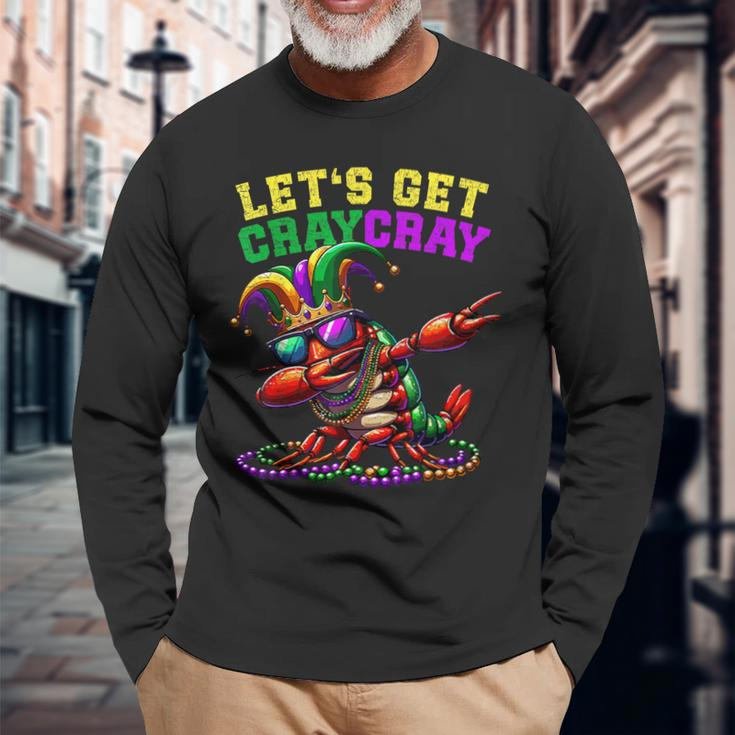 Dabbing Crawfish Costume Mardi Gras Lets Get Cray Cray Long Sleeve T-Shirt Gifts for Old Men