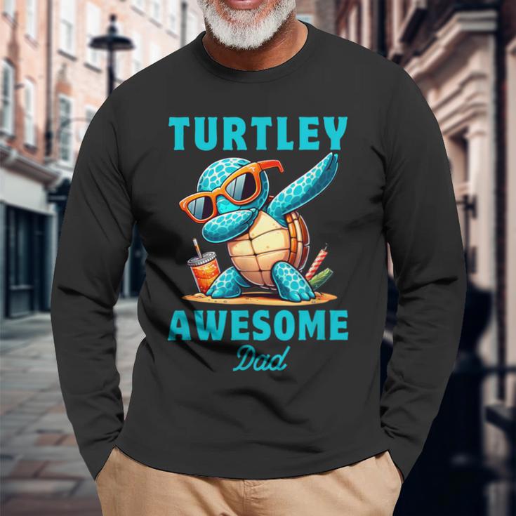 Dabbing Schildkröte Ozean Tierliebhaber Papaatertag Langarmshirts Geschenke für alte Männer