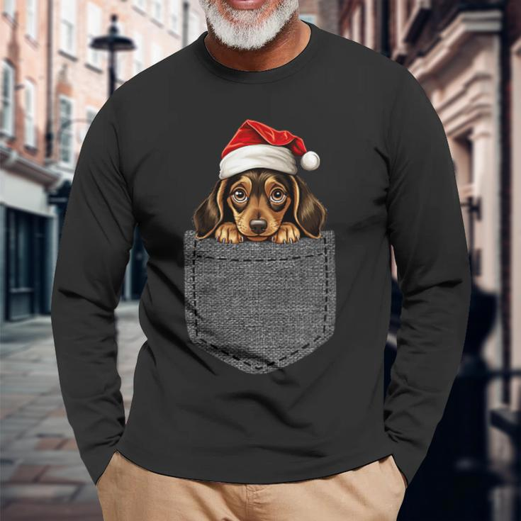 Dachshund Pocket Dog Christmas Black Langarmshirts Geschenke für alte Männer