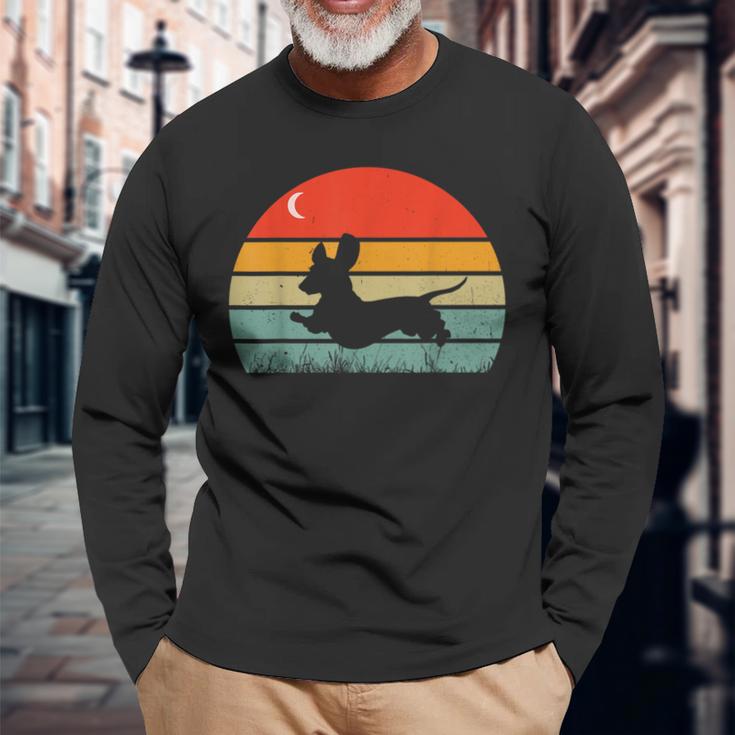 Dachshund Wiener Dog Sunset Retro Vintage Dog Lovers Long Sleeve T-Shirt Gifts for Old Men