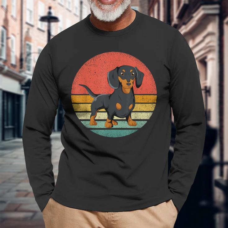 Dachshundintage Dachshund Retro Dog Holder Idea Langarmshirts Geschenke für alte Männer