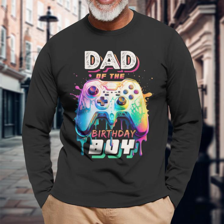Dad Of The Birthday Boy Matching Video Game Birthday Party Long Sleeve T-Shirt Gifts for Old Men
