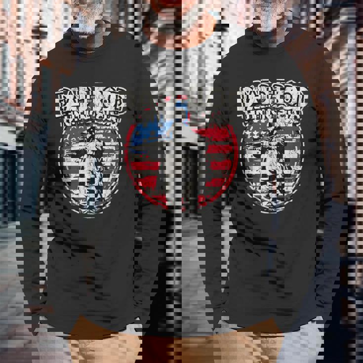 Dad Bod Hunting Squad Vintage American Flag Father's Day Long Sleeve T-Shirt Gifts for Old Men