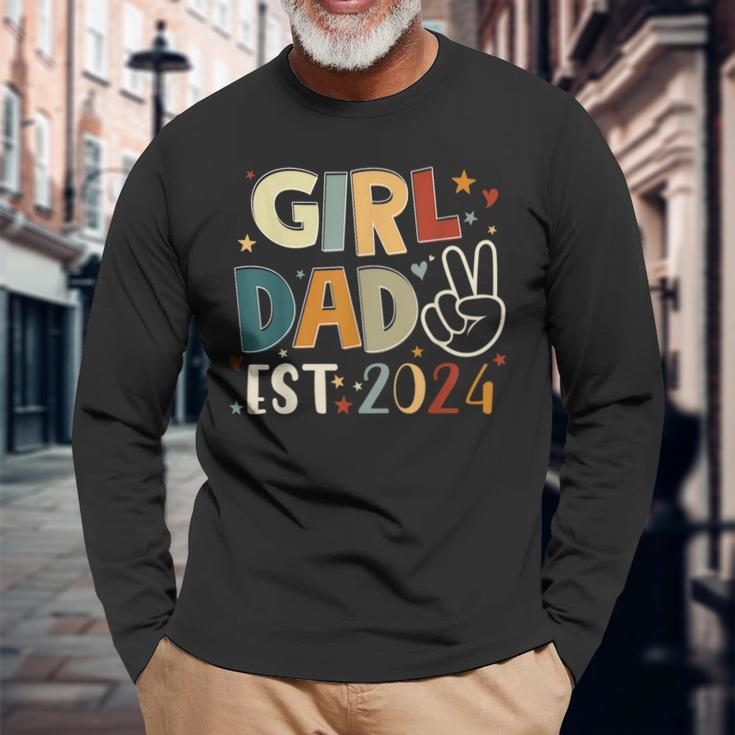 Dad Est 2024 Father And Daughter Happy Father's Day Long Sleeve T-Shirt Gifts for Old Men