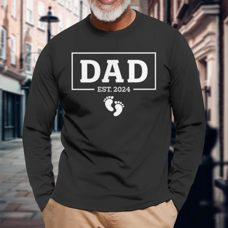 Dad Est 2024 Father's Day First Time Daddy Soon To Be Dad Long Sleeve T-Shirt Gifts for Old Men