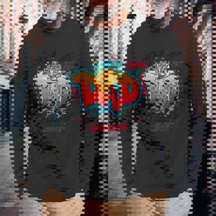 Dad Graffiti Man Of God Father’S Day For Dad Long Sleeve T-Shirt Gifts for Old Men