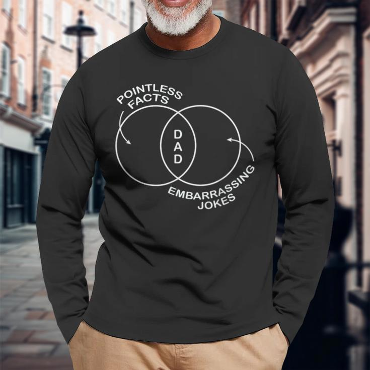 Dad Pointless Facts Embarrassing Jokes Venn Diagram Long Sleeve T-Shirt Gifts for Old Men