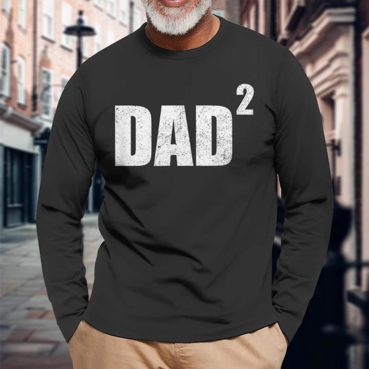 Dad Squared Second Pregnancy Announcement 2 Kid Long Sleeve T-Shirt Gifts for Old Men