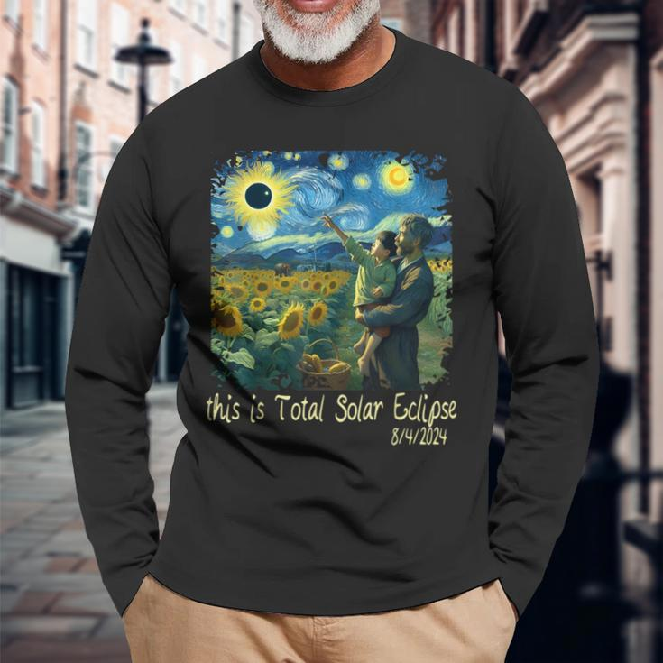 Dad This Is Total Solar Eclipse 20240824 My Father Long Sleeve T-Shirt Gifts for Old Men