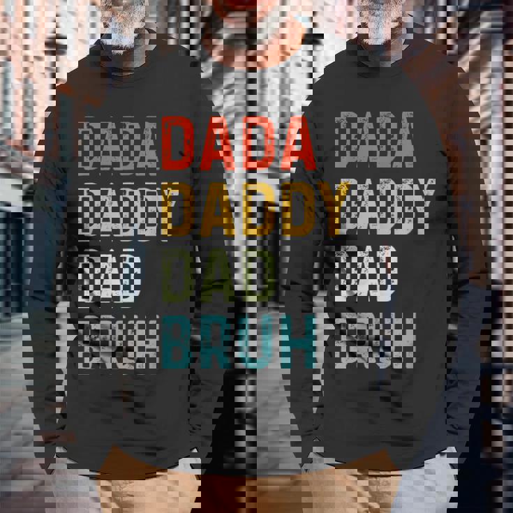 Dada Daddy Dad Bruh Dad Vintage Fathers Day Long Sleeve T-Shirt Gifts for Old Men