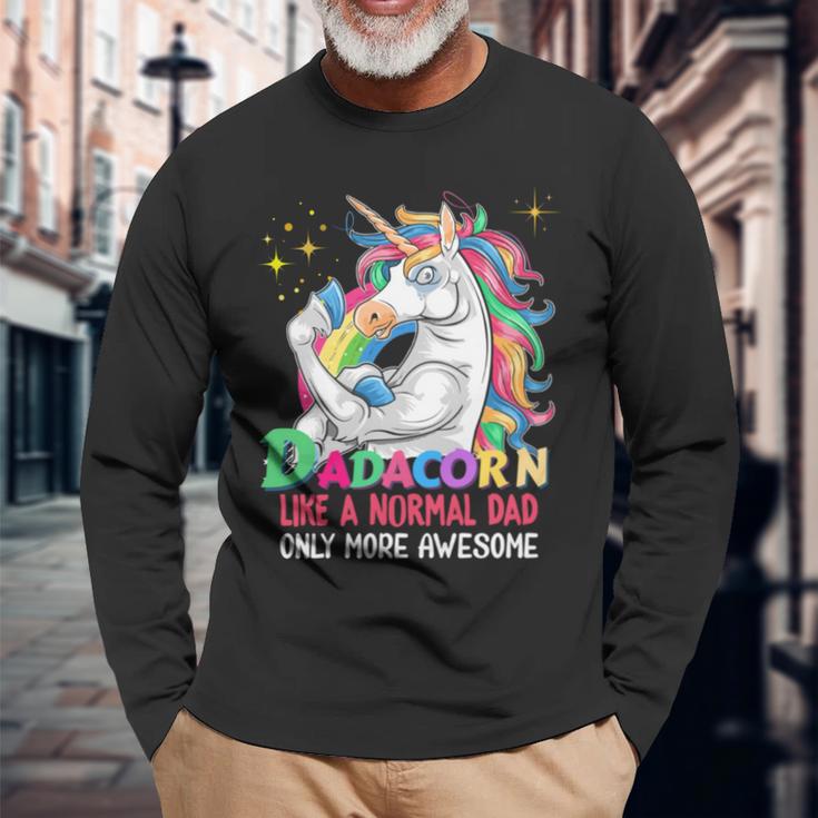 Dadacorn Muscle Unicorn Familienmatching Für Papa-Liebhaber Langarmshirts Geschenke für alte Männer