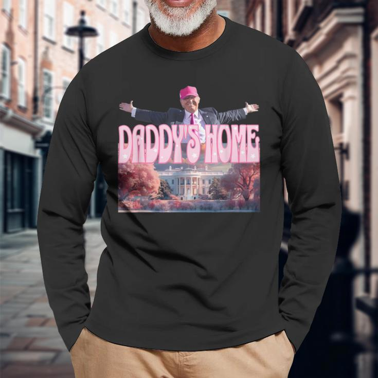 Daddy's Home Real Donald Pink Preppy Edgy Good Man Trump Long Sleeve T-Shirt Gifts for Old Men
