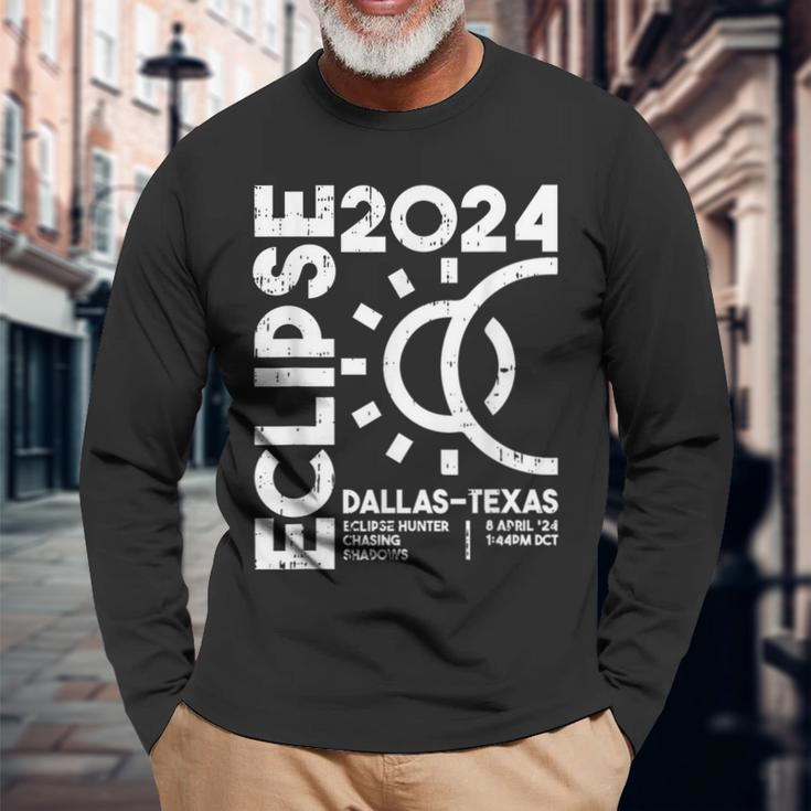 Dallas Texas Total Solar Eclipse April 8 2024 Totality Long Sleeve T-Shirt Gifts for Old Men