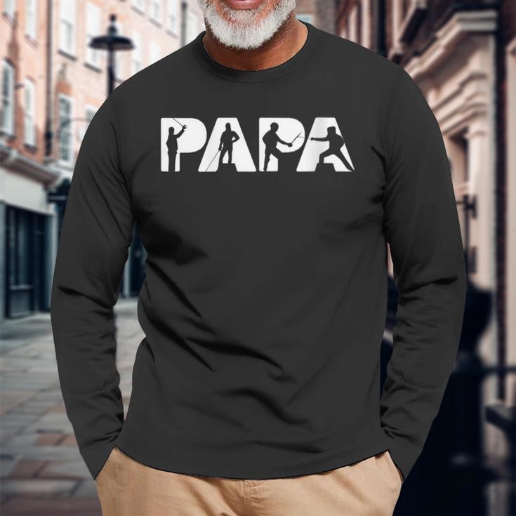 Damen Fechtendes Papa-Hemd Fechtendes Ehemann-Geschenk Mit-Ausschnitt Langarmshirts Geschenke für alte Männer