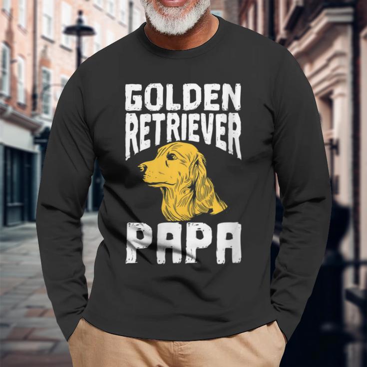 Damen Golden Retriever Hundehalter Besitzerater Papa Dad Mit-Ausschnitt Langarmshirts Geschenke für alte Männer