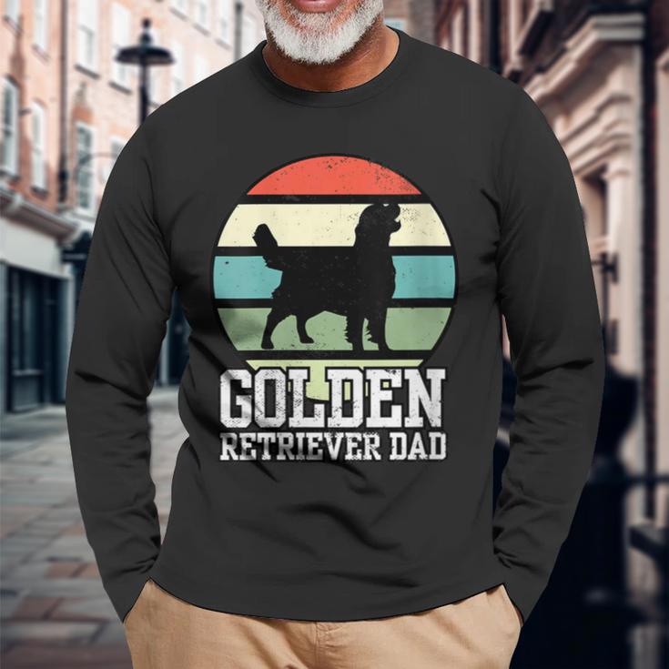 Damen Golden Retriever Papa I Retro Retriever Mit-Ausschnitt Langarmshirts Geschenke für alte Männer