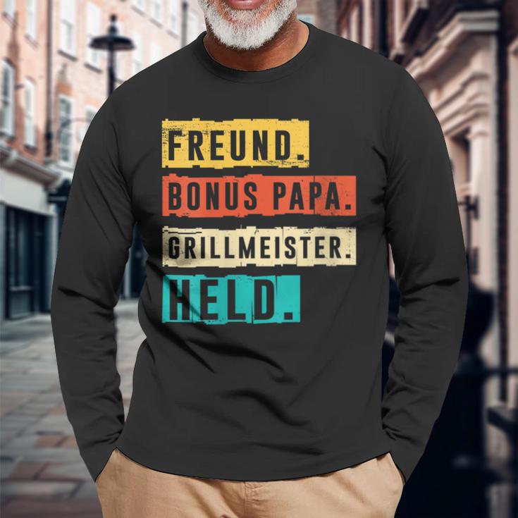 Damen Grillmeister Grillen Bonus Papa Mit-Ausschnitt Langarmshirts Geschenke für alte Männer