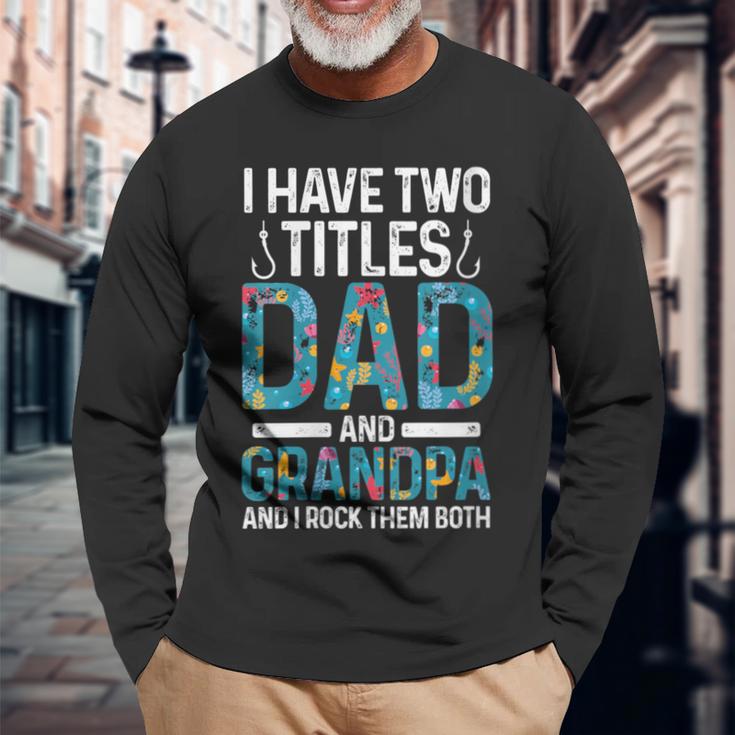 Damen Ich Habe Zwei Titel Papa Und Opa Großvater Mit-Ausschnitt Langarmshirts Geschenke für alte Männer