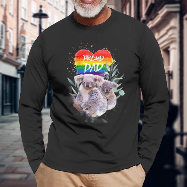 Damen Lgbt Pride Daddy Koala Bär Regenbogen Stolz Papaatertag Mit-Ausschnitt Langarmshirts Geschenke für alte Männer