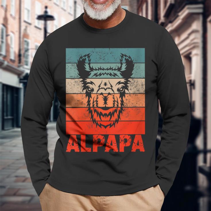 Damen Papa Alpaka Alpapaatertag Bester Frischgebackenerater Mit-Ausschnitt Langarmshirts Geschenke für alte Männer