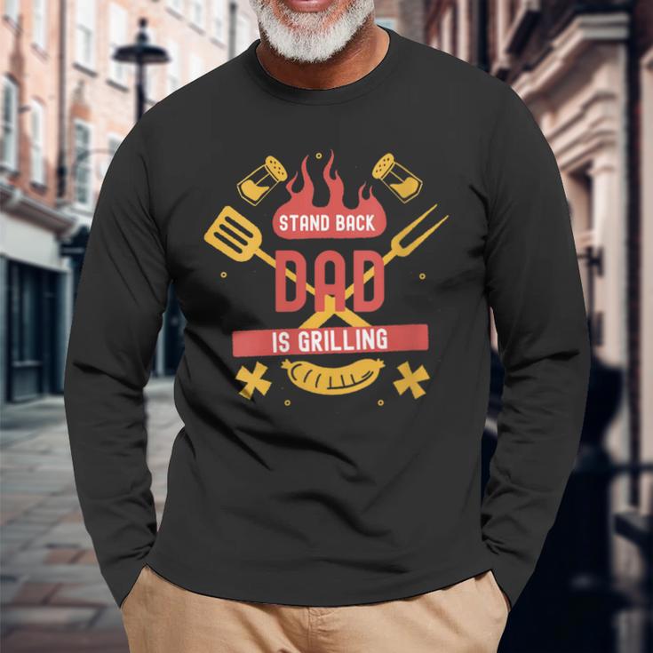 Damen Stand Back Papa Grillt Mit-Ausschnitt Langarmshirts Geschenke für alte Männer