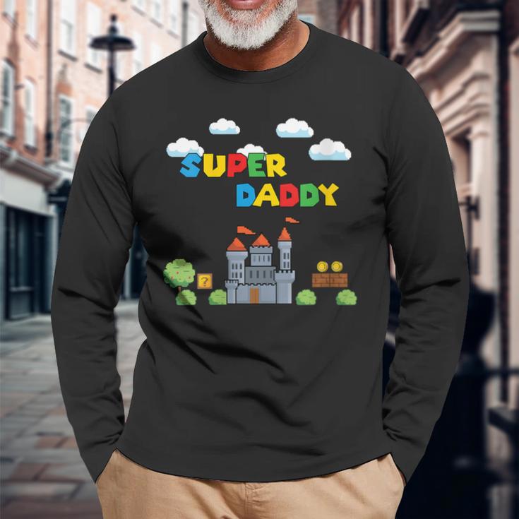 Damen Super Papa Gamer Daddy Super Daddi Mit-Ausschnitt Langarmshirts Geschenke für alte Männer