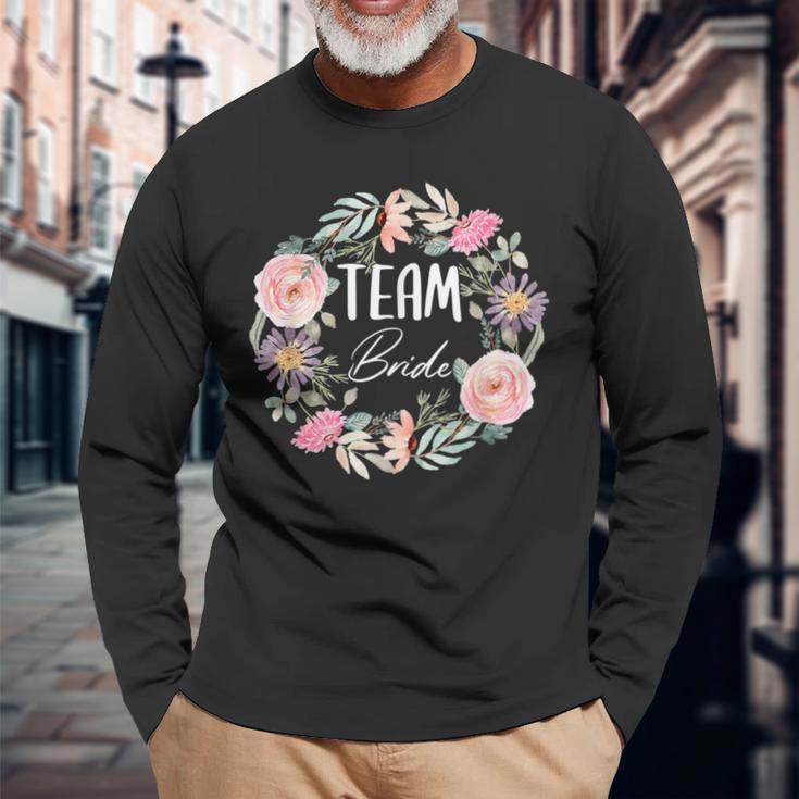 Damen Team Bride Blumenkranz Junggesellenabschied Jga Langarmshirts Geschenke für alte Männer