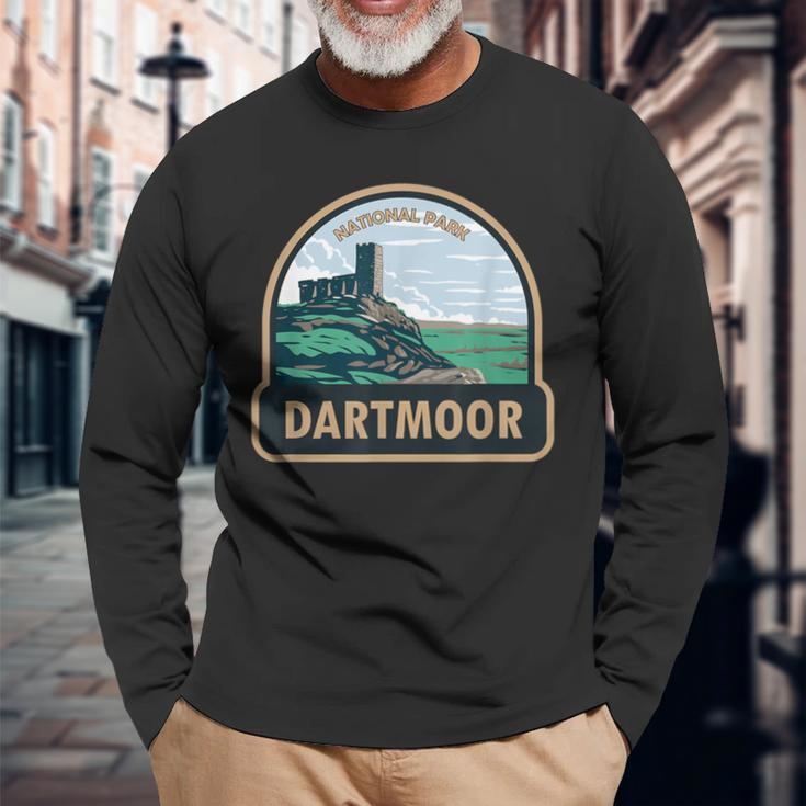 Dartmoor National Park Brentor Church England Vintage Long Sleeve T-Shirt Gifts for Old Men