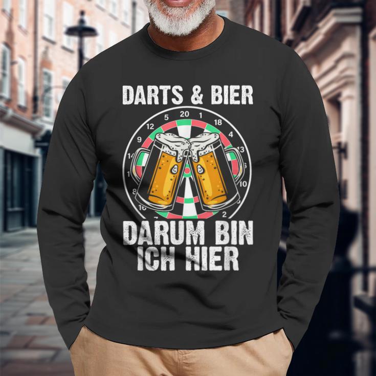 Darts Und Bier Darum Bin Ich Hier Dartspieler Langarmshirts Geschenke für alte Männer