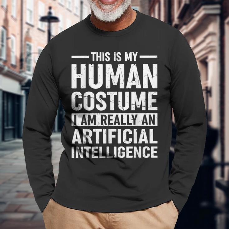 Das Ist Mein Menschliches Kostüm Ich Bin Eine Künstliche Intelligenz Langarmshirts Geschenke für alte Männer