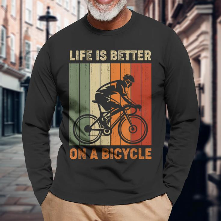 Das Leben Ist Besser Auf Einem Fahrrad Cycling Langarmshirts Geschenke für alte Männer
