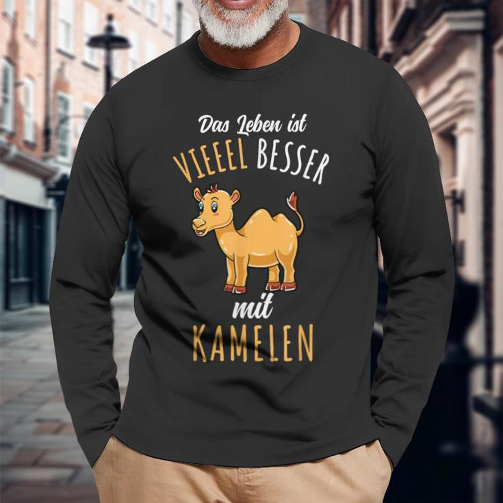 Das Leben Ist Besser Mit Kamelen Langarmshirts Geschenke für alte Männer