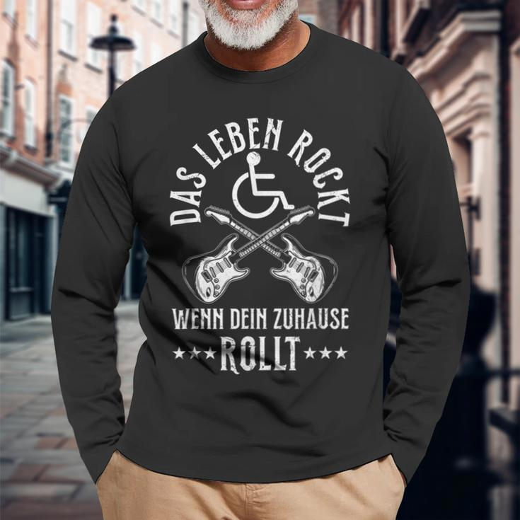 Das Leben Rockt Wenn Dein Zuhause Rollen Wheelchair User S Langarmshirts Geschenke für alte Männer