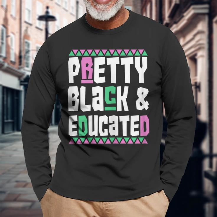 Dashiki Pretty Black And Educated African Pride Heritage Long Sleeve T-Shirt Gifts for Old Men