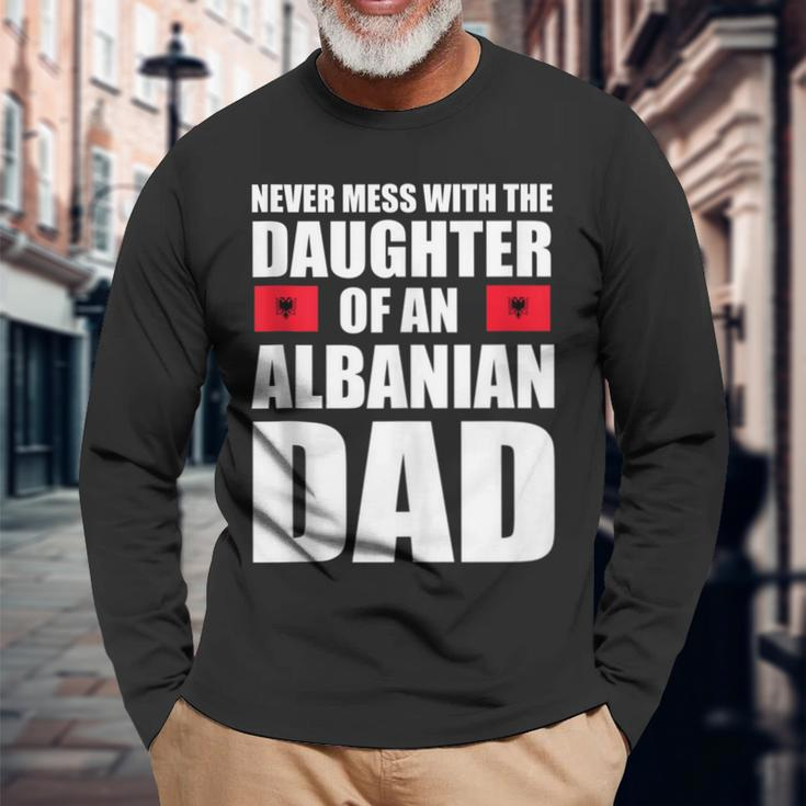 Daughter Of Albanian Dad Albania Flag Long Sleeve T-Shirt Gifts for Old Men