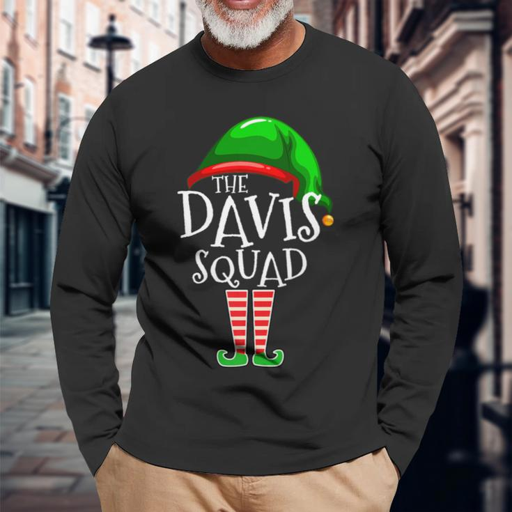 Davis Squad Elf Group Matching Family Name Christmas Long Sleeve T-Shirt Gifts for Old Men
