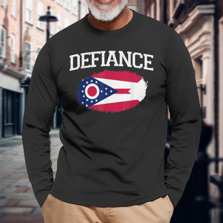 Defiance Oh Ohio Flagge Vintage Usa Sport Herren Damen Langarmshirts Geschenke für alte Männer