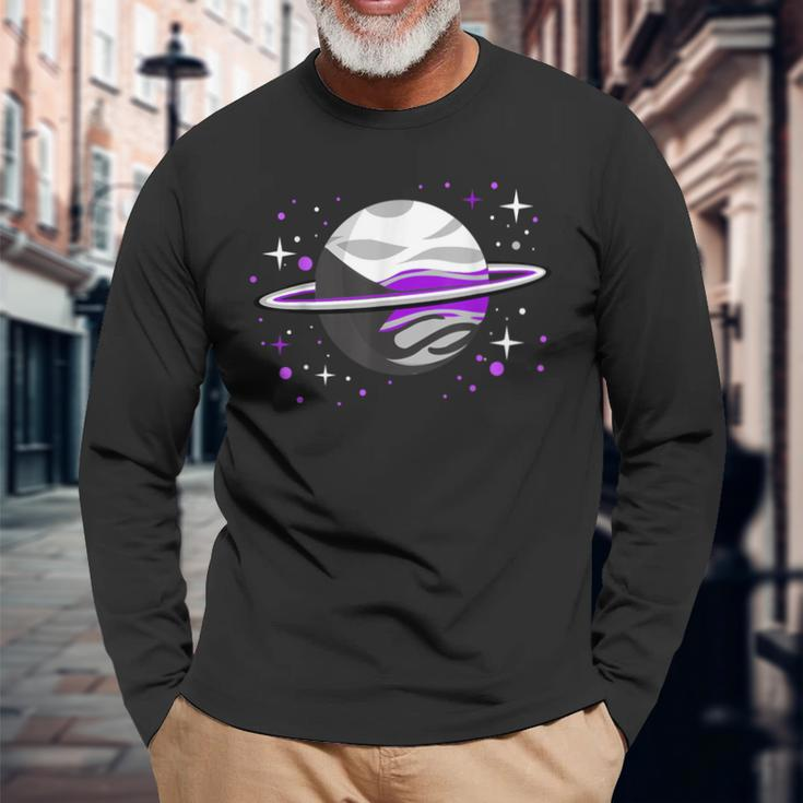 Demisexual Outer Space Planet Demisexual Pride Long Sleeve T-Shirt Gifts for Old Men