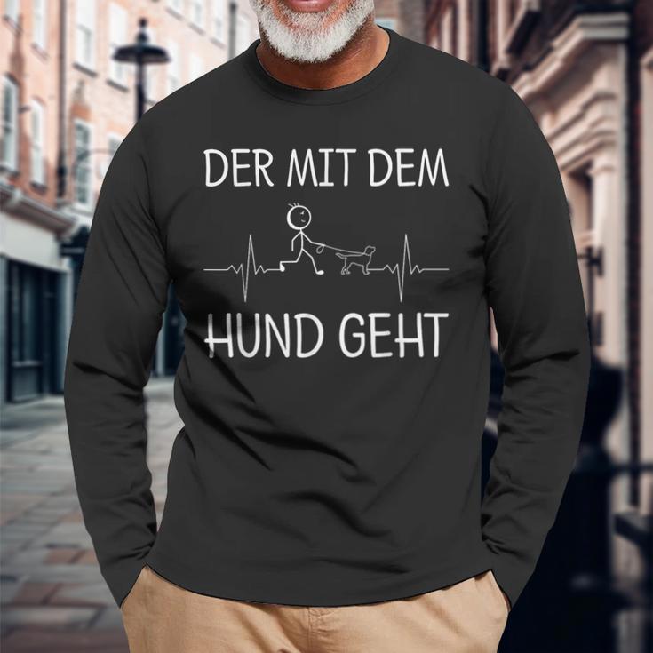 Der Mit Dem Hund Geht Hunde Heartbeat Dog Lovers S Langarmshirts Geschenke für alte Männer