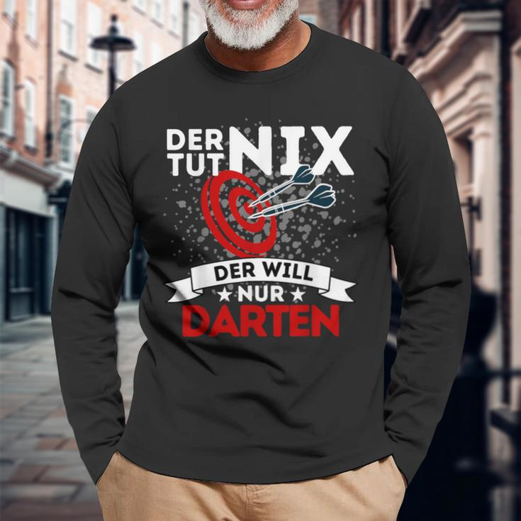 Der Tut Nix Der Will Nur Darten Dart Player Langarmshirts Geschenke für alte Männer