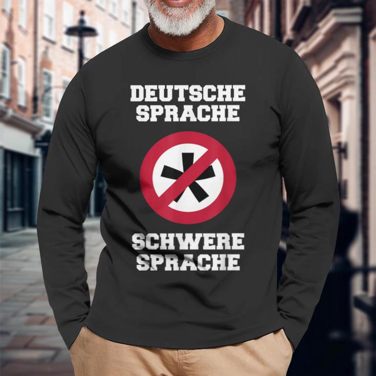 Deutsche Sprache, Schwere Sprache Langarmshirts für Herren, Lustiges Sprachlerner Motiv Geschenke für alte Männer