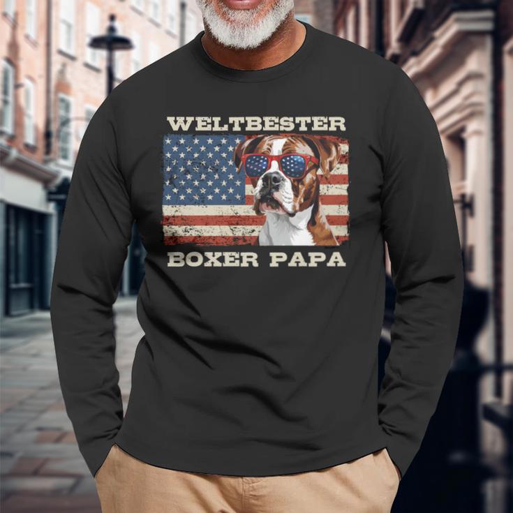 Deutscher Boxer Weltbester Boxer Papa Boxer Hundepapa Langarmshirts Geschenke für alte Männer