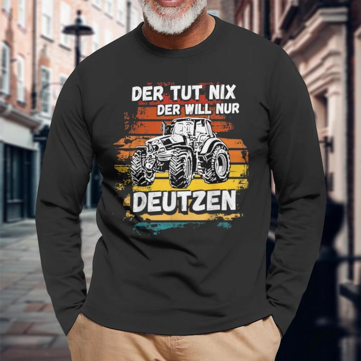 Deutz Tractor Laster Trekker Deutz Agriculture Farm Village Langarmshirts Geschenke für alte Männer