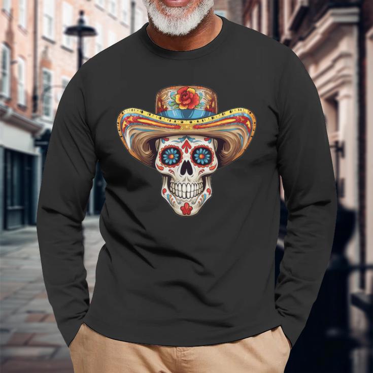 Dia De Los Muertos Carnival Mexican Head Sugar Skull Langarmshirts Geschenke für alte Männer