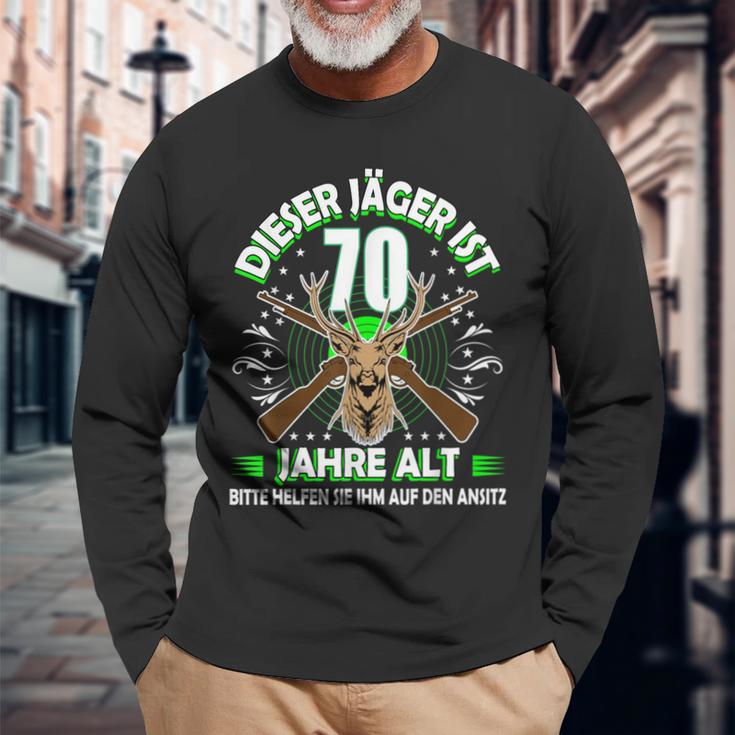 Dieser Jäger Ist 70 Jahre Old 70Th Birthday Hunter S Langarmshirts Geschenke für alte Männer