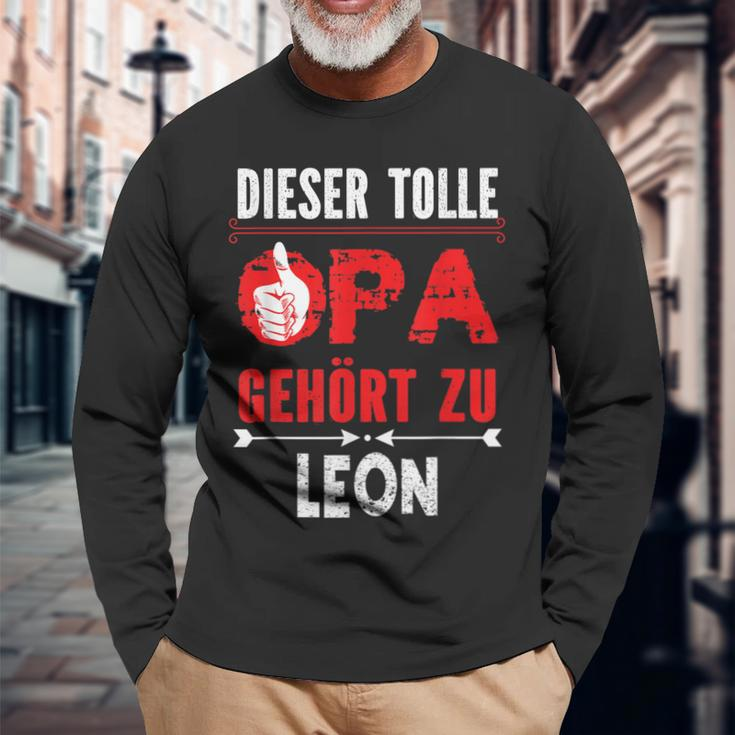 Dieser Tolle Opa Gegehört Zu Leon Opi German Langu Langarmshirts Geschenke für alte Männer