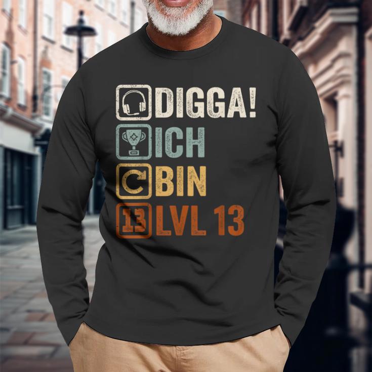 Digga Ich Bin 13 Jahre 13Th Birthday Boy Gamer Langarmshirts Geschenke für alte Männer