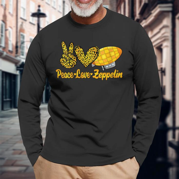 Dirigible Zepelin Love Peace Airship Blimp Zeppelin Long Sleeve T-Shirt Gifts for Old Men