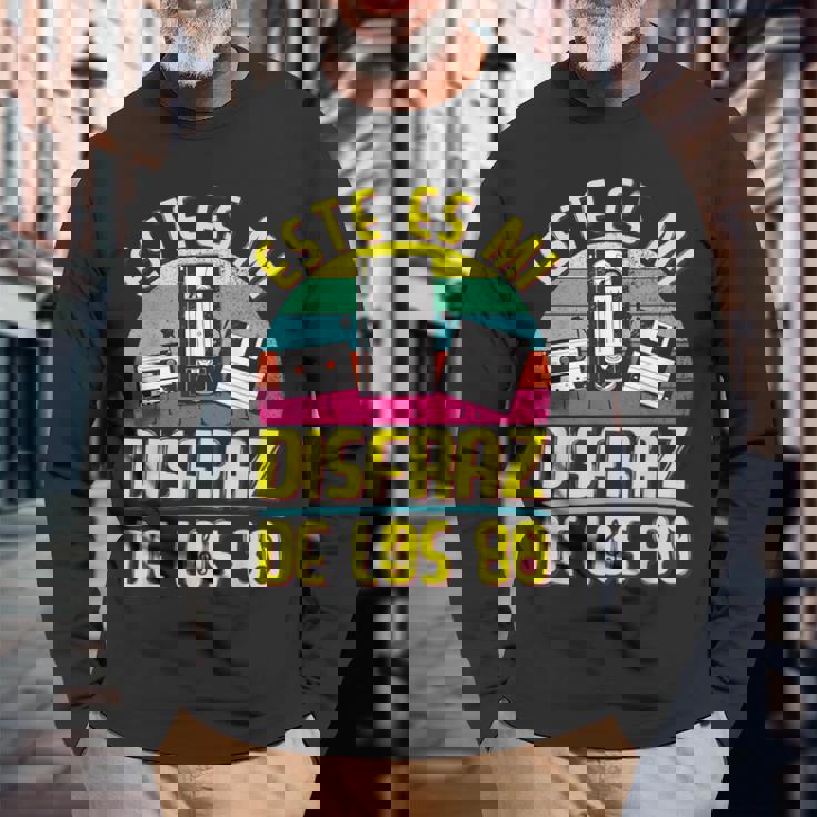 Disfraz Años 80 80S Outfit 80S Costume Hombre Niño Cassette Camiseta de manga larga Regalos para ancianos